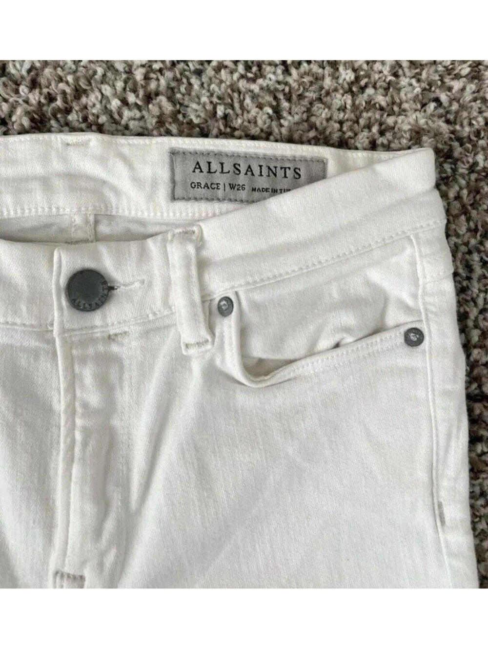 All Saints Grace White Skinny Leg Mid Rise Jeans Size 27